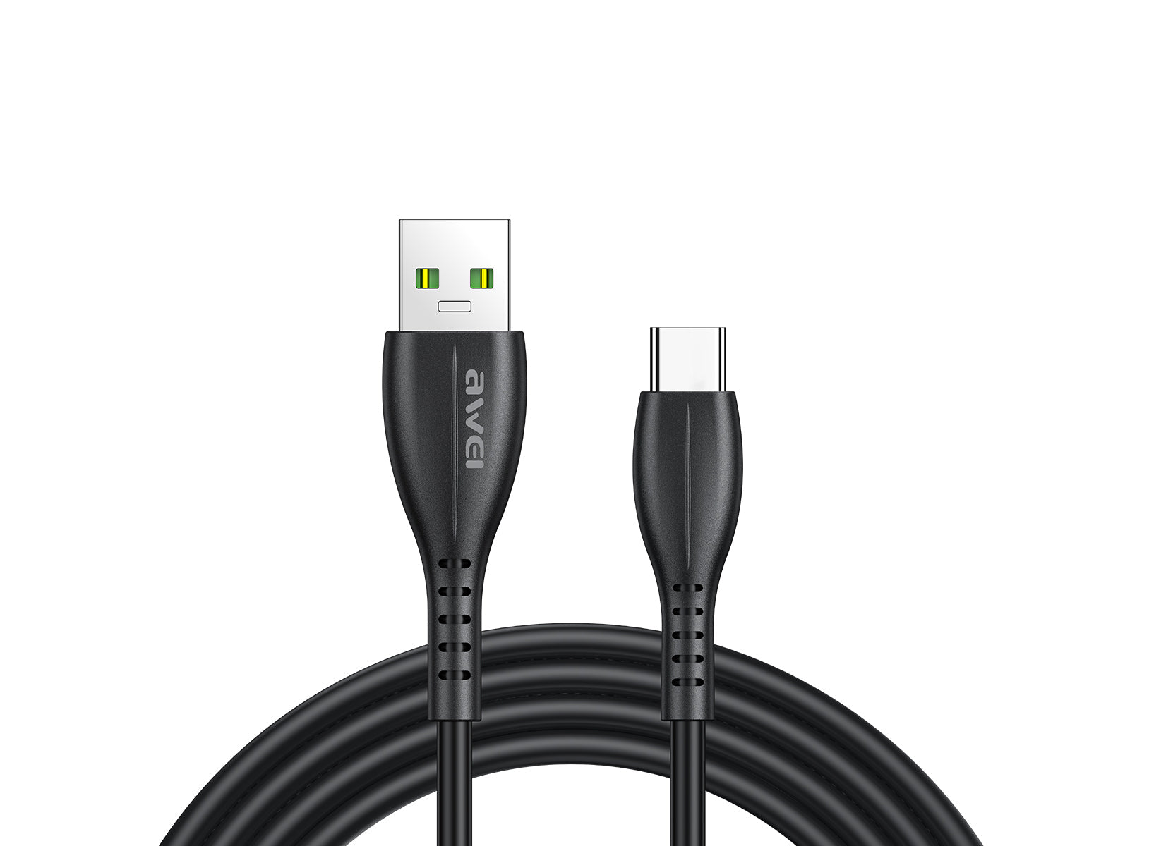 كابل AWEI CL-115 USB من النوع C، سلك شحن سريع 2.4 أمبير (1 متر) - أسود
